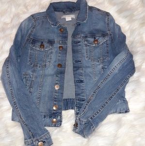 H&M cropped denim jean jacket size 2